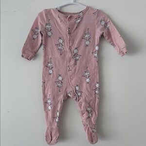 Joe Fresh Pink Bunny Ballet Print Footed One-Piece